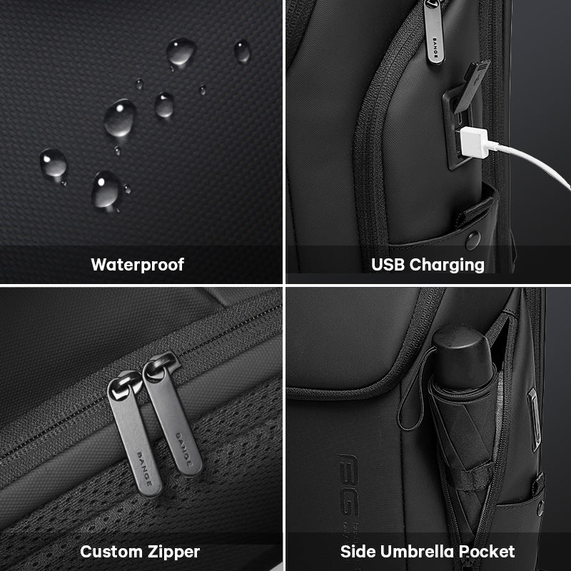 BANGE Nuova porta di ricarica USB adatta allo zaino per laptop da 15,6 pollici per uomo 5