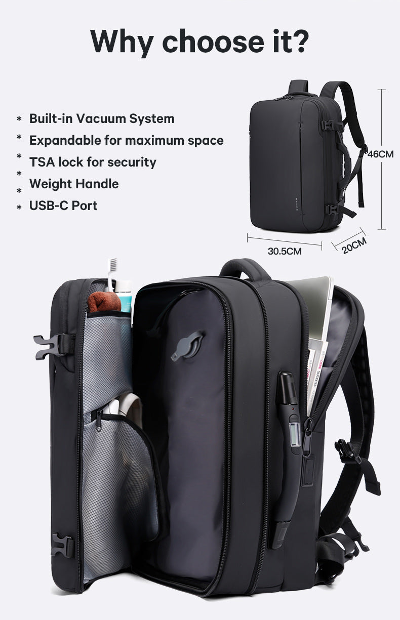 BANGE Nuovo arrivo in saldo 50L USB TSA Lucchetto Peso Maniglia Impermeabile Uomo Zaino per laptop a compressione sottovuoto 3
