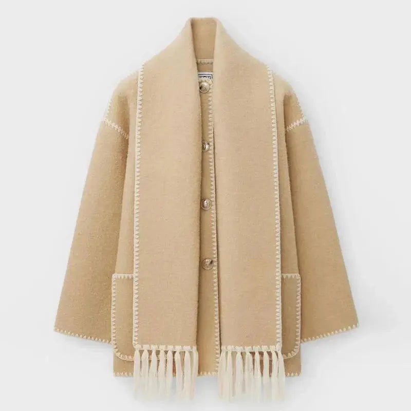 BRONTE | Elegant Warm Jacket with Scarf - Lizabella Fashion -  -  - BRONTE | Elegant Warm Jacket with Scarf - Lizabella Fashion - #tag1# - #tag2#