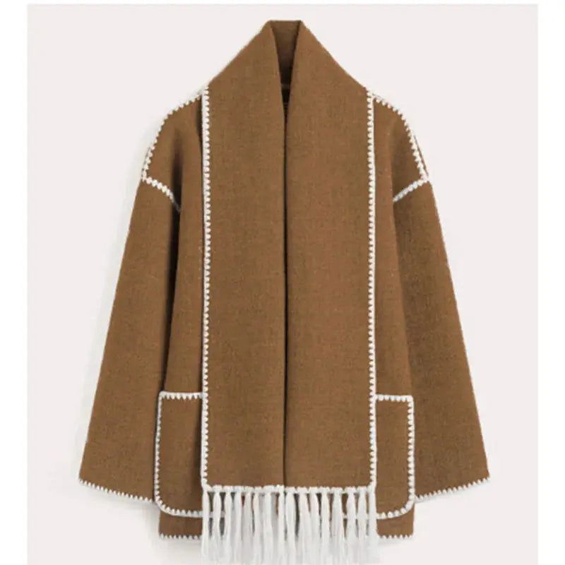 BRONTE | Elegant Warm Jacket with Scarf - Lizabella Fashion -  -  - BRONTE | Elegant Warm Jacket with Scarf - Lizabella Fashion - #tag1# - #tag2#
