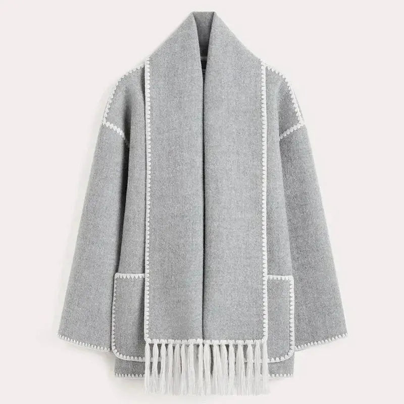 BRONTE | Elegant Warm Jacket with Scarf - Lizabella Fashion -  -  - BRONTE | Elegant Warm Jacket with Scarf - Lizabella Fashion - #tag1# - #tag2#