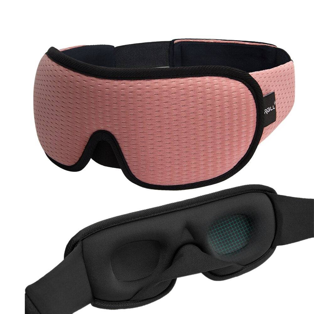 Maschera per dormire rosa con imbottitura ergonomica e cinturino regolabile, ideale per il relax e il sonno profondo. Accessorio per il benessere.