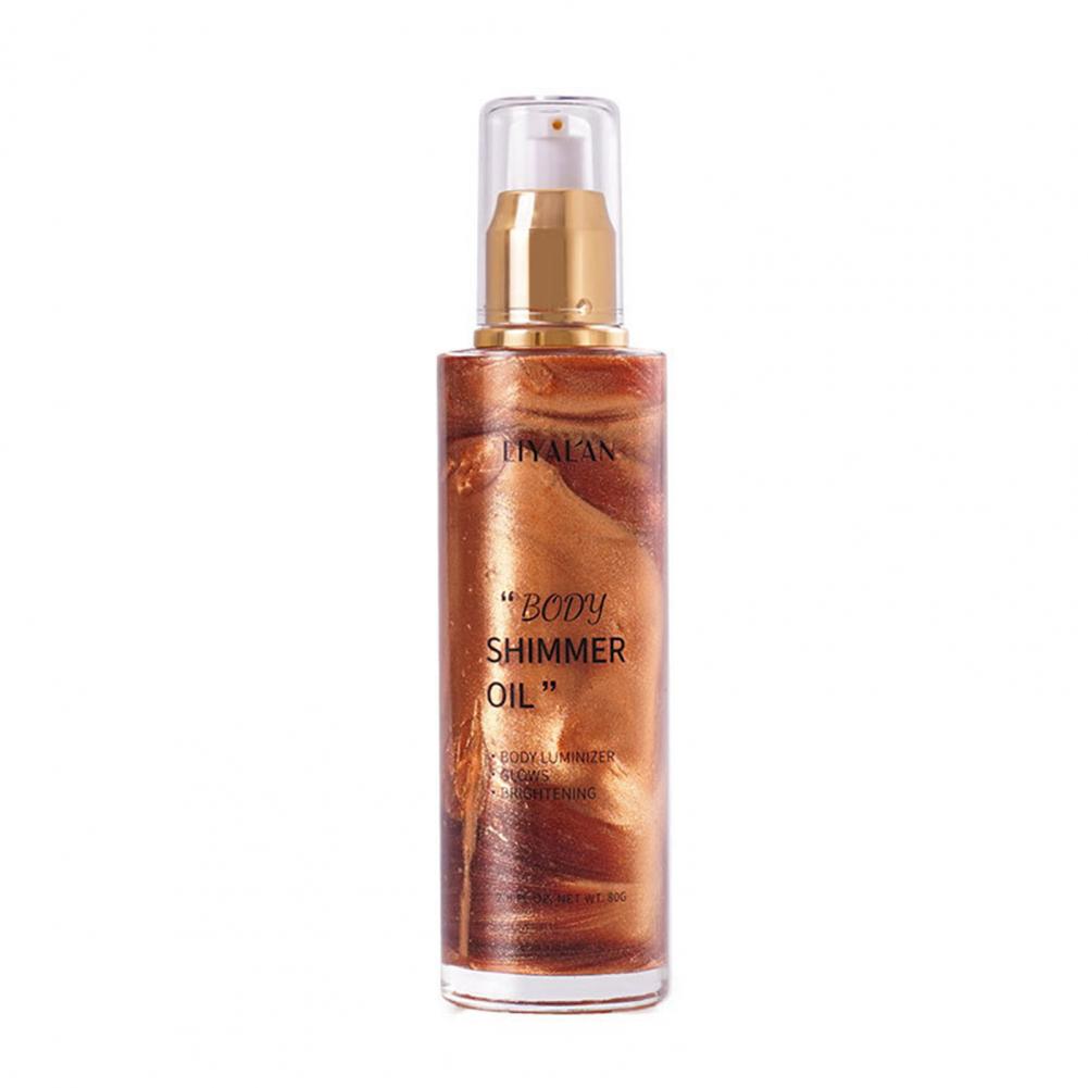 Bottiglia di olio scintillante per il corpo, Liyalan, 100 ml, con erogatore a pompa, effetto illuminante e idratante, ideale per pelle luminosa.
