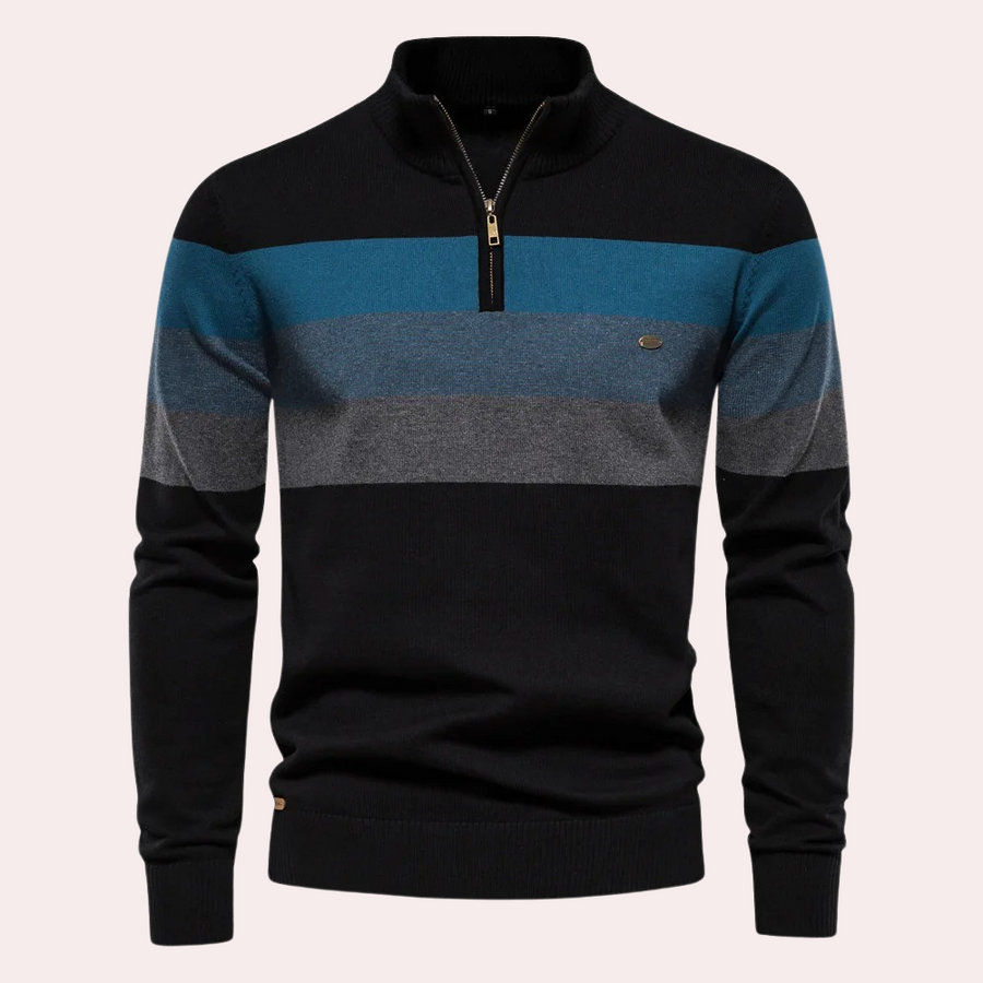Adamo | Maglione con mezza zip: look moderno a righe da uomo