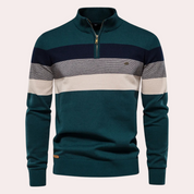 Adamo | Maglione con mezza zip: look moderno a righe da uomo