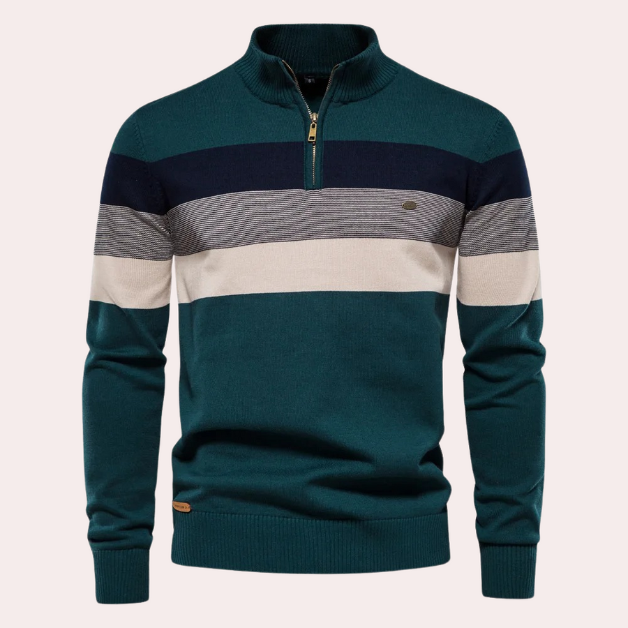Adamo | Maglione con mezza zip: look moderno a righe da uomo