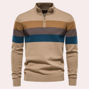 Adamo | Maglione con mezza zip: look moderno a righe da uomo