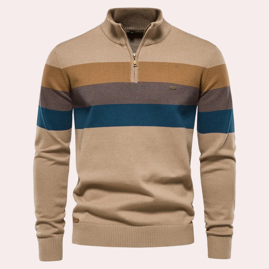 Adamo | Maglione con mezza zip: look moderno a righe da uomo