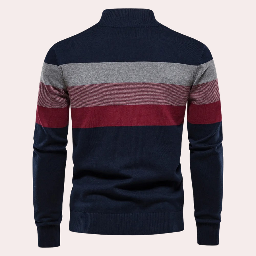 Adamo | Maglione con mezza zip: look moderno a righe da uomo