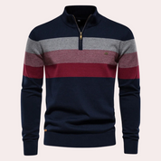 Adamo | Maglione con mezza zip: look moderno a righe da uomo