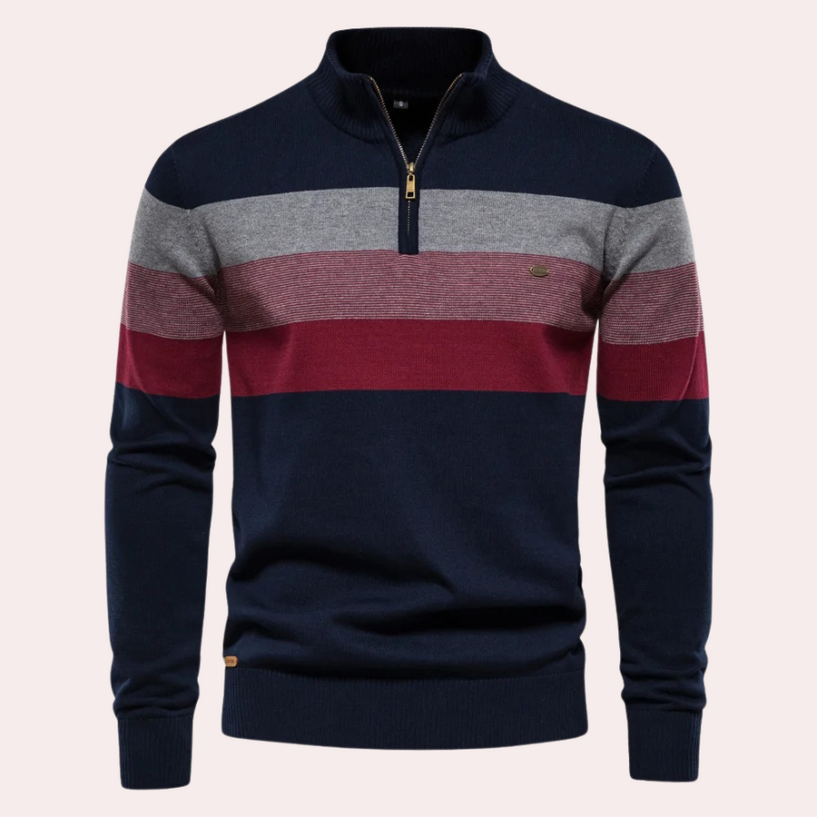 Adamo | Maglione con mezza zip: look moderno a righe da uomo