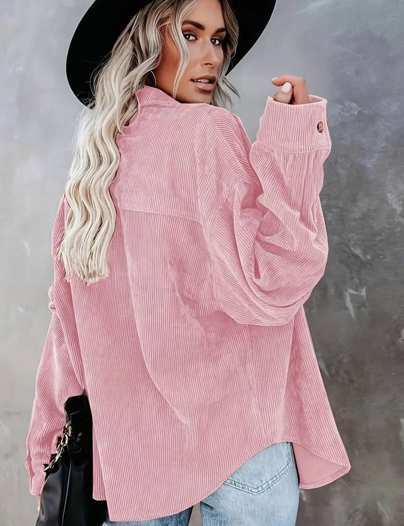 CASSIE | Stylish Spring Corduroy Shirt - Lizabella Fashion -  -  - CASSIE | Stylish Spring Corduroy Shirt - Lizabella Fashion - #tag1# - #tag2#