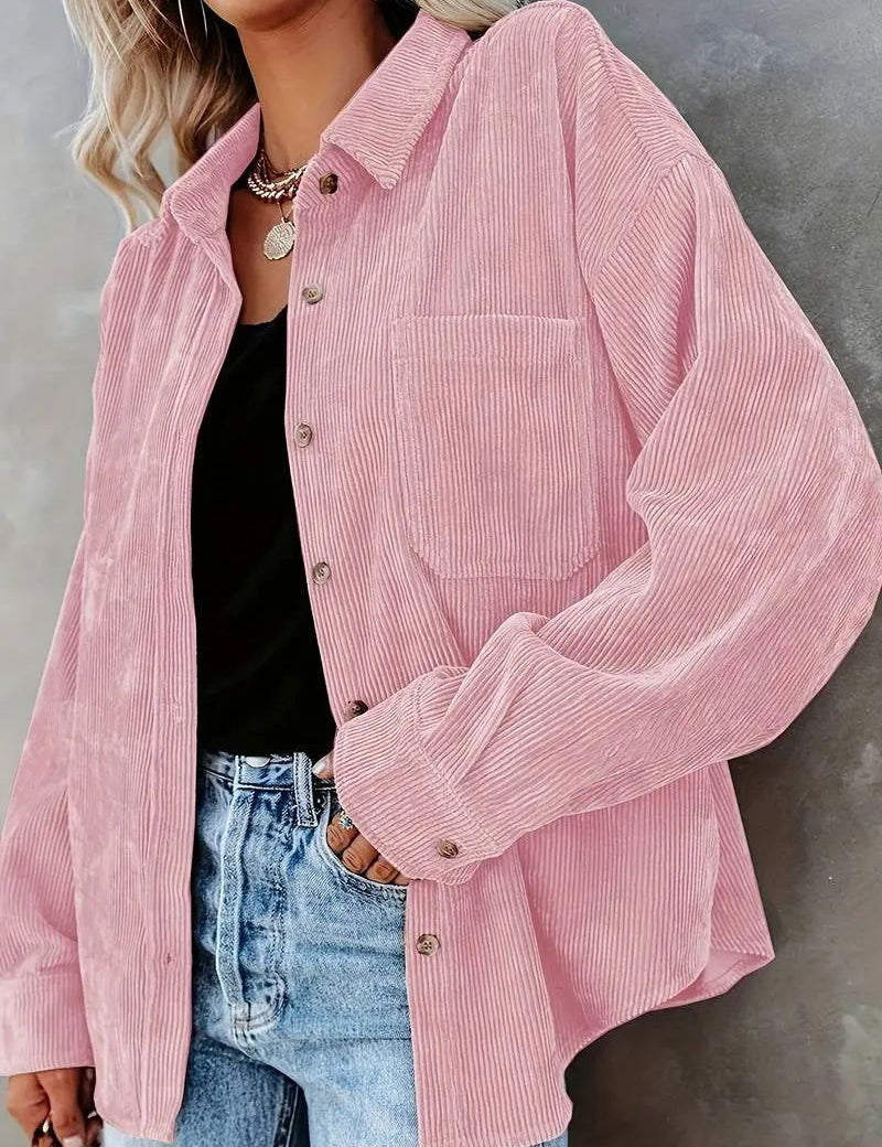 CASSIE | Stylish Spring Corduroy Shirt - Lizabella Fashion -  -  - CASSIE | Stylish Spring Corduroy Shirt - Lizabella Fashion - #tag1# - #tag2#