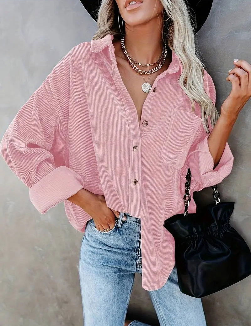 CASSIE | Stylish Spring Corduroy Shirt - Lizabella Fashion -  -  - CASSIE | Stylish Spring Corduroy Shirt - Lizabella Fashion - #tag1# - #tag2#
