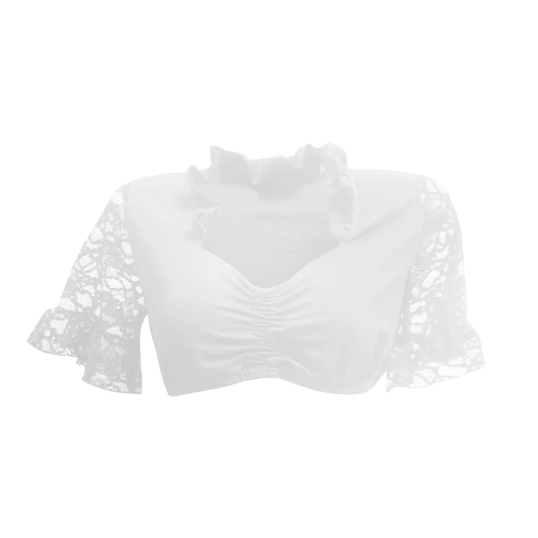 Camicetta Dirndl con pizzo e colletto a balze per costumi tradizionali da donna 3