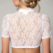Camicetta Dirndl con pizzo e colletto alto a manica corta per donna 1