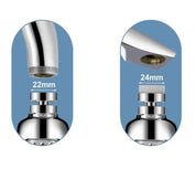 Rubinetto doccia cromato con attacco universale, misure 22mm e 24mm, design moderno, compatibile con accessori bagno standard.