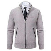 Cardigan lavorato a maglia da uomo - Misto lana - Collo alto con cerniera - Vestibilità su misura - Polsini a coste 0