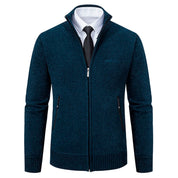Cardigan lavorato a maglia da uomo - Misto lana - Collo alto con cerniera - Vestibilità su misura - Polsini a coste 1