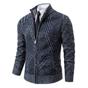 Cardigan lavorato a maglia da uomo - Misto lana - Collo alto con cerniera - Vestibilità su misura - Polsini a coste 10