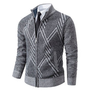 Cardigan lavorato a maglia da uomo - Misto lana - Collo alto con cerniera - Vestibilità su misura - Polsini a coste 13