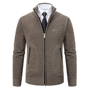 Cardigan lavorato a maglia da uomo - Misto lana - Collo alto con cerniera - Vestibilità su misura - Polsini a coste 3
