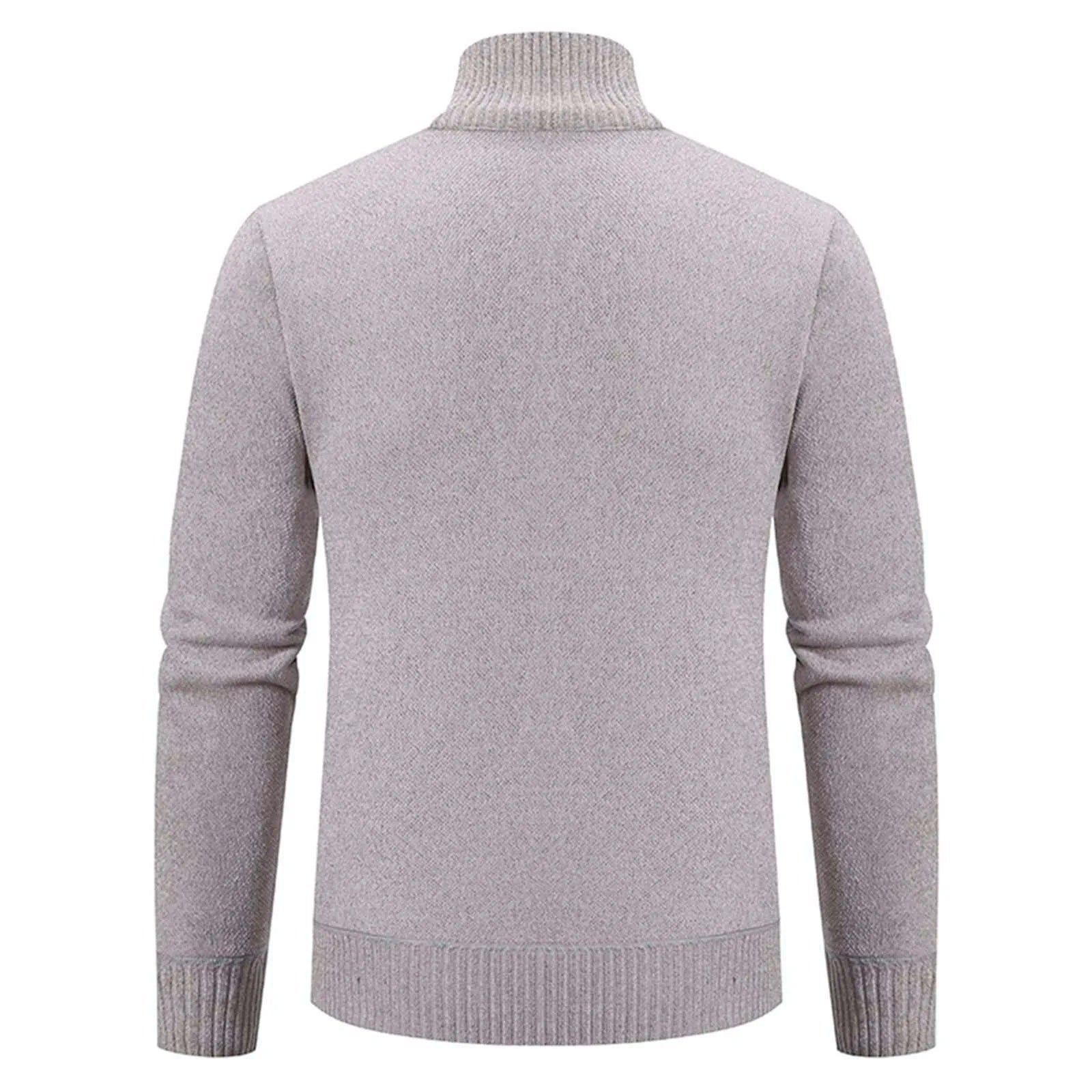 Cardigan lavorato a maglia da uomo - Misto lana - Collo alto con cerniera - Vestibilità su misura - Polsini a coste 5