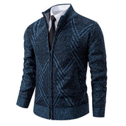 Cardigan lavorato a maglia da uomo - Misto lana - Collo alto con cerniera - Vestibilità su misura - Polsini a coste 7