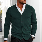 Cardigan lavorato a maglia da uomo - Scollo a V con bottoni - Vestibilità su misura con polsini e orlo a coste 4