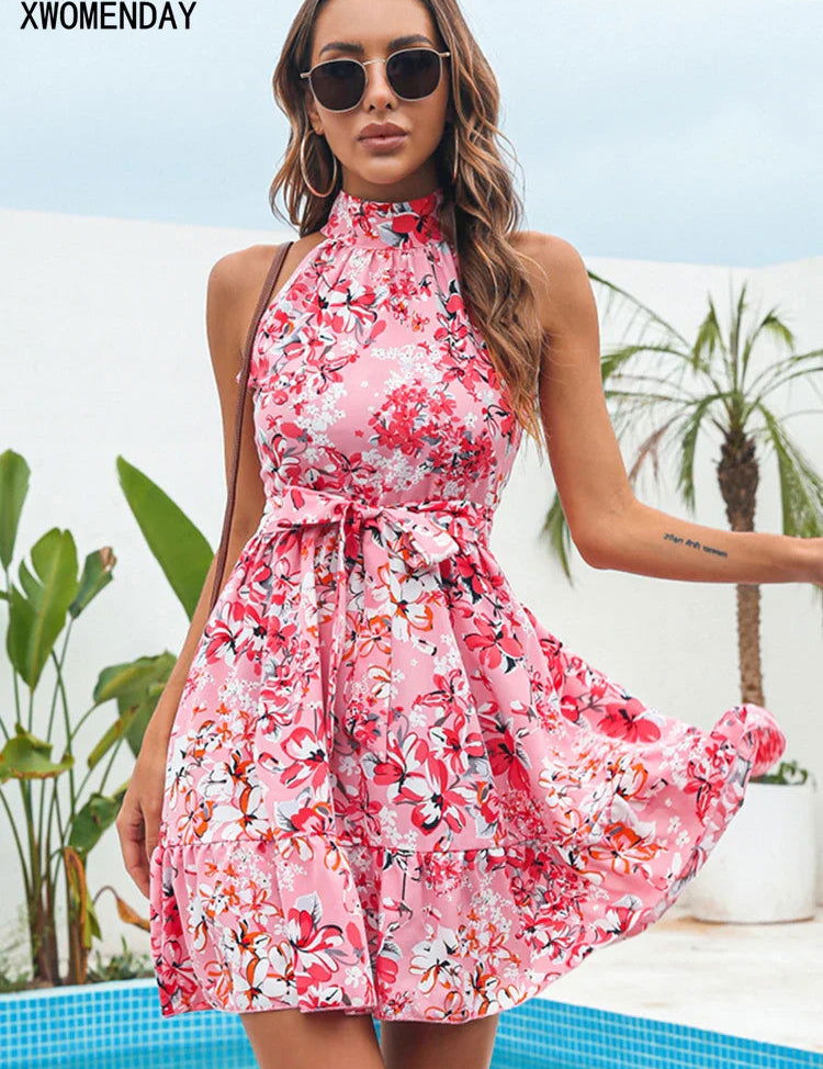 Charlotte Summer Breeze Halter Dress in Light Chiffon - Lizabella Fashion -  -  - Charlotte Summer Breeze Halter Dress in Light Chiffon - Lizabella Fashion - #tag1# - #tag2#