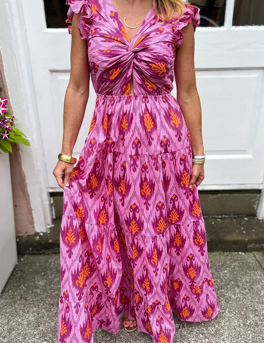Charming Ruffled Retro Maxi Dress - Lizabella Fashion -  -  - Charming Ruffled Retro Maxi Dress - Lizabella Fashion - #tag1# - #tag2#