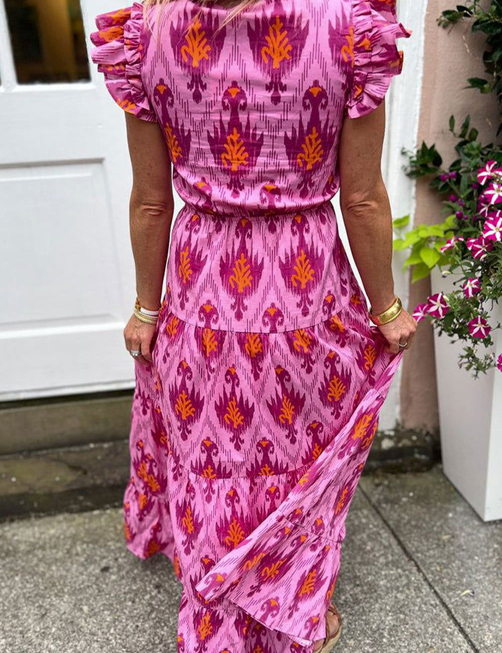 Charming Ruffled Retro Maxi Dress - Lizabella Fashion -  -  - Charming Ruffled Retro Maxi Dress - Lizabella Fashion - #tag1# - #tag2#