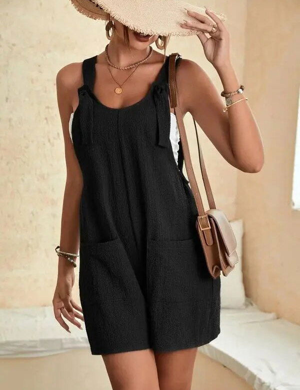 Chic Bow-Detail Short Jumpsuit by MAURI - Lizabella Fashion -  -  - Chic Bow-Detail Short Jumpsuit by MAURI - Lizabella Fashion - #tag1# - #tag2#
