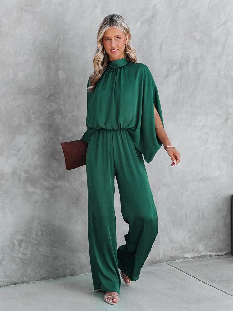 Chic Emerald Green Jumpsuit with Stylish Short Sleeves - Lizabella Fashion -  -  - Chic Emerald Green Jumpsuit with Stylish Short Sleeves - Lizabella Fashion - #tag1# - #tag2#