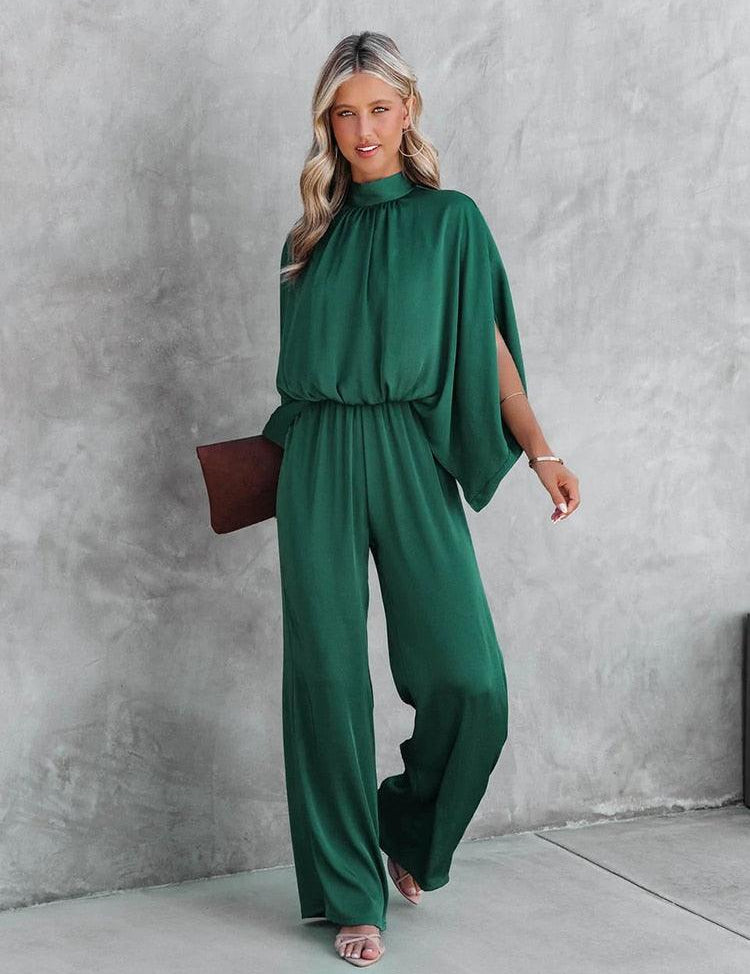 Chic Emerald Green Jumpsuit with Stylish Short Sleeves - Lizabella Fashion -  -  - Chic Emerald Green Jumpsuit with Stylish Short Sleeves - Lizabella Fashion - #tag1# - #tag2#
