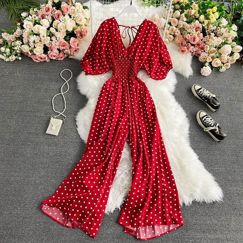 Chic Polka Dot Loose Fit Jumpsuit by FENNA - Lizabella Fashion -  -  - Chic Polka Dot Loose Fit Jumpsuit by FENNA - Lizabella Fashion - #tag1# - #tag2#