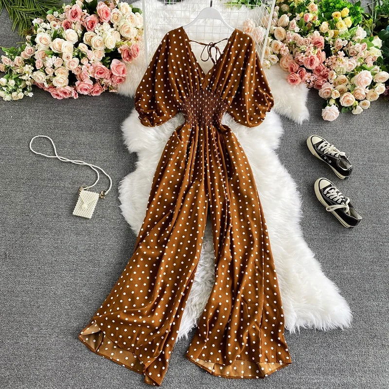 Chic Polka Dot Loose Fit Jumpsuit by FENNA - Lizabella Fashion -  -  - Chic Polka Dot Loose Fit Jumpsuit by FENNA - Lizabella Fashion - #tag1# - #tag2#
