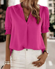 Chic V-Neck Blouse by FLORA - Elevate Your Wardrobe! - Lizabella Fashion -  -  - Chic V-Neck Blouse by FLORA - Elevate Your Wardrobe! - Lizabella Fashion - #tag1# - #tag2#