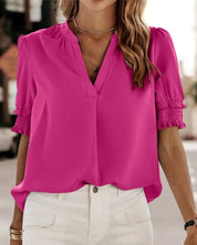 Chic V-Neck Blouse by FLORA - Elevate Your Wardrobe! - Lizabella Fashion -  -  - Chic V-Neck Blouse by FLORA - Elevate Your Wardrobe! - Lizabella Fashion - #tag1# - #tag2#