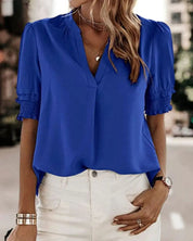 Chic V-Neck Blouse by FLORA - Elevate Your Wardrobe! - Lizabella Fashion -  -  - Chic V-Neck Blouse by FLORA - Elevate Your Wardrobe! - Lizabella Fashion - #tag1# - #tag2#