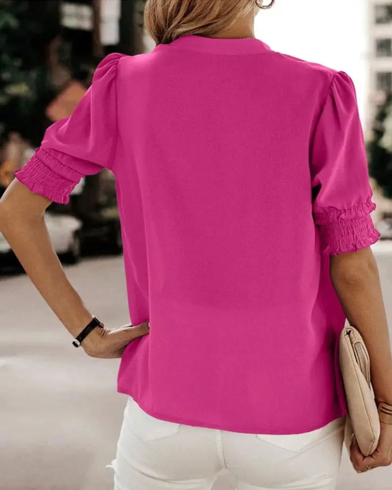 Chic V-Neck Blouse by FLORA - Elevate Your Wardrobe! - Lizabella Fashion -  -  - Chic V-Neck Blouse by FLORA - Elevate Your Wardrobe! - Lizabella Fashion - #tag1# - #tag2#