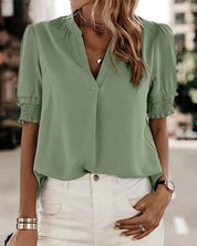 Chic V-Neck Blouse by FLORA - Elevate Your Wardrobe! - Lizabella Fashion -  -  - Chic V-Neck Blouse by FLORA - Elevate Your Wardrobe! - Lizabella Fashion - #tag1# - #tag2#