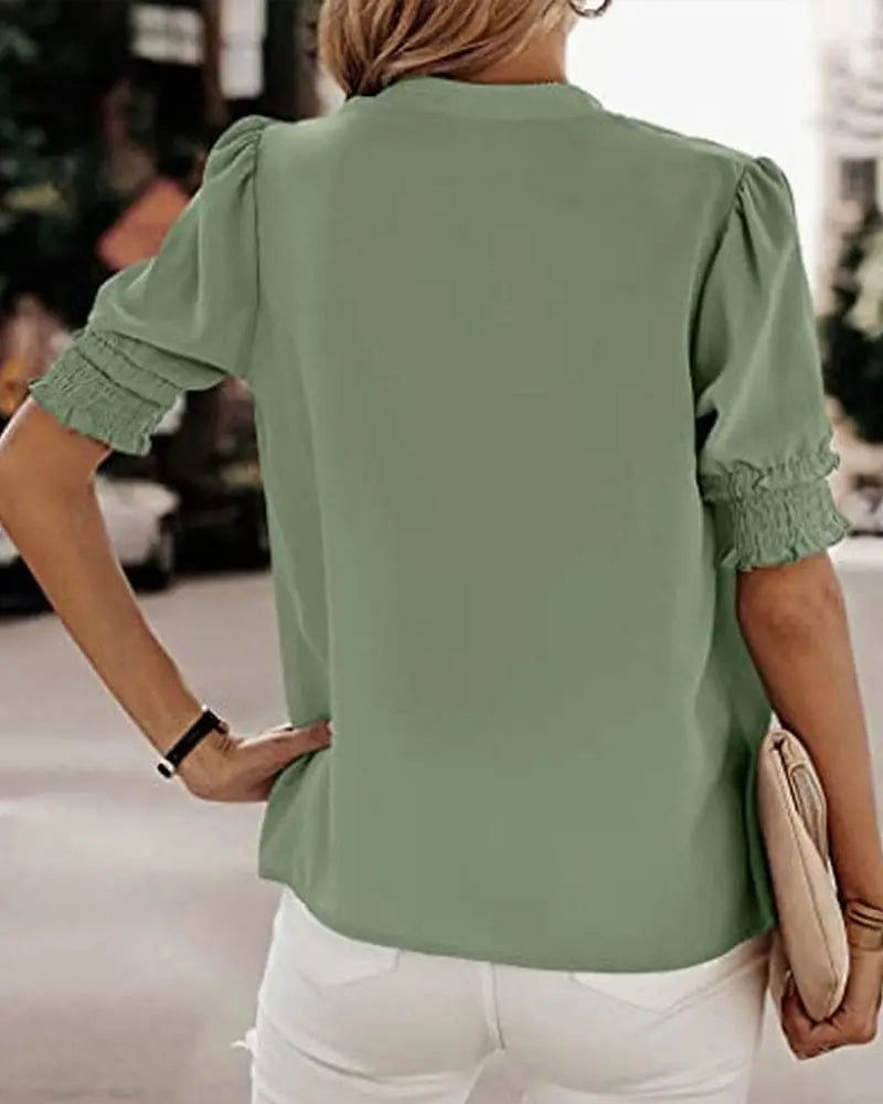 Chic V-Neck Blouse by FLORA - Elevate Your Wardrobe! - Lizabella Fashion -  -  - Chic V-Neck Blouse by FLORA - Elevate Your Wardrobe! - Lizabella Fashion - #tag1# - #tag2#