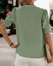 Chic V-Neck Blouse by FLORA - Elevate Your Wardrobe! - Lizabella Fashion -  -  - Chic V-Neck Blouse by FLORA - Elevate Your Wardrobe! - Lizabella Fashion - #tag1# - #tag2#