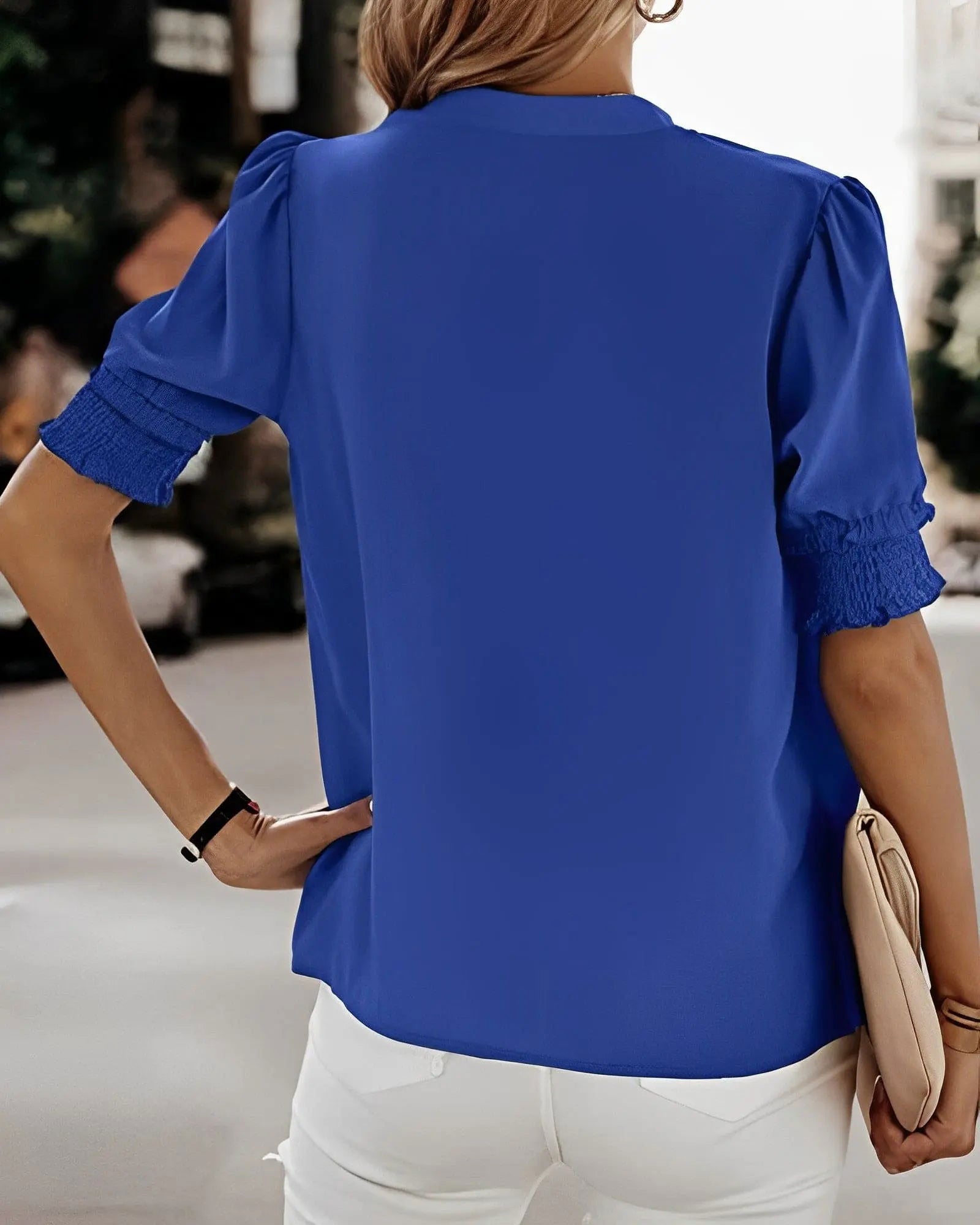 Chic V-Neck Blouse by FLORA - Elevate Your Wardrobe! - Lizabella Fashion -  -  - Chic V-Neck Blouse by FLORA - Elevate Your Wardrobe! - Lizabella Fashion - #tag1# - #tag2#