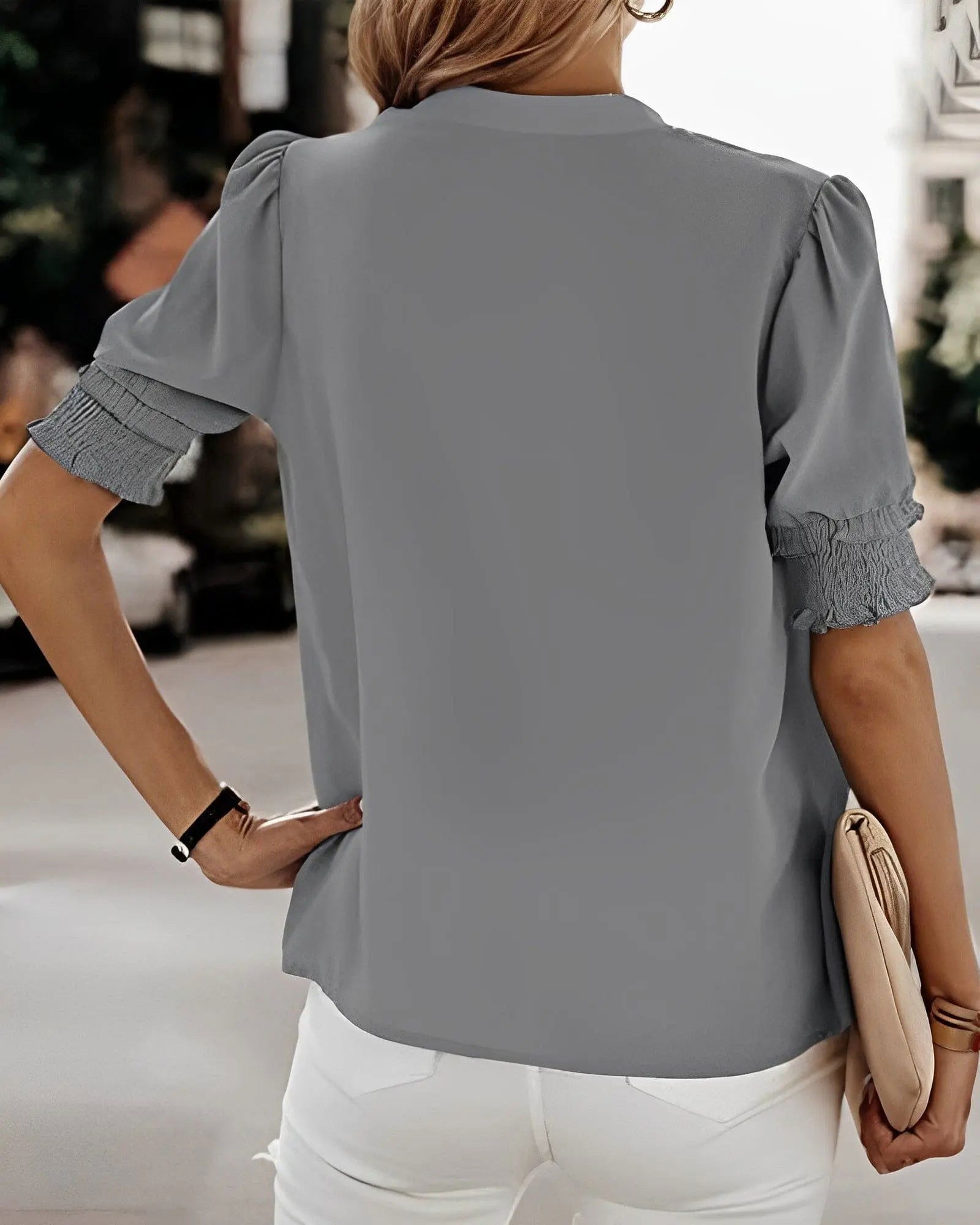 Chic V-Neck Blouse by FLORA - Elevate Your Wardrobe! - Lizabella Fashion -  -  - Chic V-Neck Blouse by FLORA - Elevate Your Wardrobe! - Lizabella Fashion - #tag1# - #tag2#