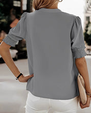 Chic V-Neck Blouse by FLORA - Elevate Your Wardrobe! - Lizabella Fashion -  -  - Chic V-Neck Blouse by FLORA - Elevate Your Wardrobe! - Lizabella Fashion - #tag1# - #tag2#