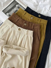 Chic Vintage High-Waisted Corduroy Pants for Stylish Women - Lizabella Fashion -  -  - Chic Vintage High-Waisted Corduroy Pants for Stylish Women - Lizabella Fashion - #tag1# - #tag2#