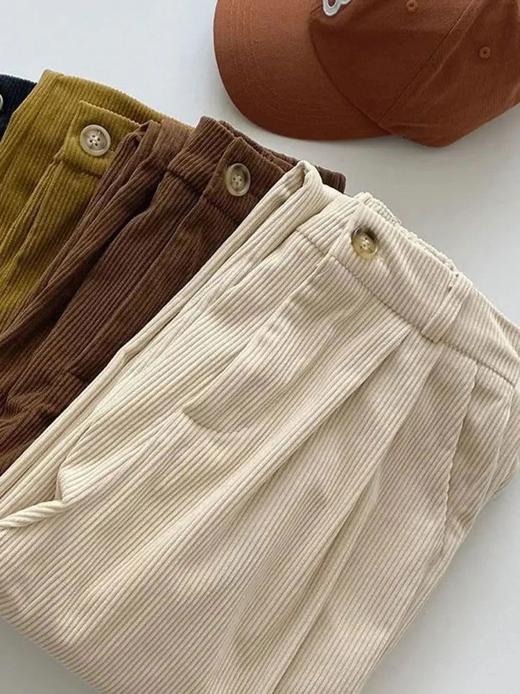 Chic Vintage High-Waisted Corduroy Pants for Stylish Women - Lizabella Fashion -  -  - Chic Vintage High-Waisted Corduroy Pants for Stylish Women - Lizabella Fashion - #tag1# - #tag2#