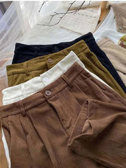 Chic Vintage High-Waisted Corduroy Pants for Stylish Women - Lizabella Fashion -  -  - Chic Vintage High-Waisted Corduroy Pants for Stylish Women - Lizabella Fashion - #tag1# - #tag2#